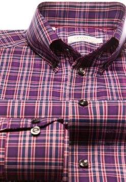 ETON Slim Fit B.D. 2479/53511/75 Hemd, Popeline, Purpur-marine kariert, Lila