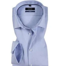 Seidensticker Tailored Kent 242610/11 Hemd, Tailored Fit, Baumwolle, Bleu meliert, Millraye hellblau