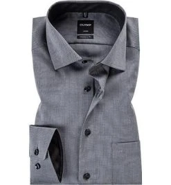 OLYMP Luxor Modern Fit 0400/64/68 Hemd, Baumwolle, Graphit meliert, Schwarz