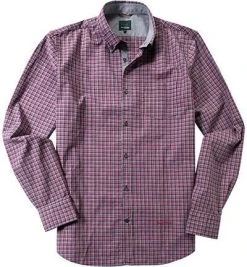 Henry Cotton's Hemd 5202680/26280/494 Popeline, Roa-grau kariert, Rosa-grau