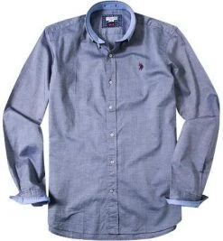 U.S.POLO Hemd 27786/51004/180 Slim Fit, Baumwolle, Blau meliert, Blau