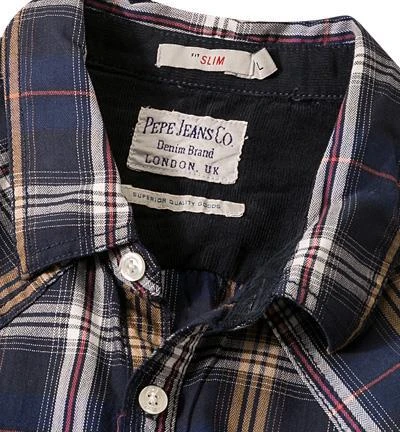 Pepe Jeans Hemd Rubidium PM301867/0AA Baumwolle, Marine-beige kariert, Multicolor 2 Pepe Jeans Hemd Rubidium PM301867/0AA Baumwolle, Marine-beige kariert, Multicolor – Bild 2