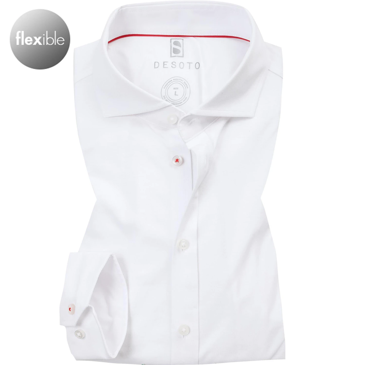 DESOTO Hemd Hai 21008-3/01 Modern Fit, Jersey, Weiß 1 DESOTO Hemd Hai 21008-3/01 Modern Fit, Jersey, Weiß