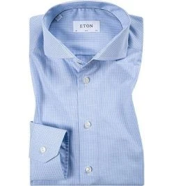 ETON Slim fit Hai 2538/73511/23 Hemd, Popeline, Hellblau-weiß kariert, Hellblau