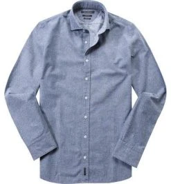 Marc O'Polo Hemd 621/1652/42236/G07 Shaped Fit, Baumwolle, Blau gemustert, Indigo