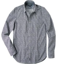 Marc O'Polo Hemd 623/1818/42072/L86 Shaped Fit, Baumwolle, Dunkelblau-weiß gemustert, Combo