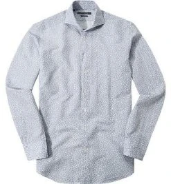 RENÉ LEZARD Hemd 62/07/X623W/2482/546 Shaped Fit, Baumwolle-Leinen, Bleu gemustert, Royal blue