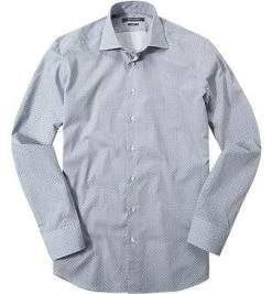 RENÉ LEZARD Hemd 62/07/X601S/2476/546 Shaped Fit, Popeline, Weiß-blau gepunktet , Royal blue