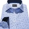 Venti Kent Slim Fit 162434500/100 Hemd, Popeline, Blau gemustert, Blau