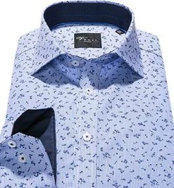Venti Kent Slim Fit 162434500/100 Hemd, Popeline, Blau gemustert, Blau