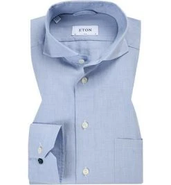 ETON Slim Fit Hai 0316/76548/24 Hemd, Popeline, Hellblau meliert, Blaugrau