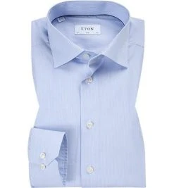 ETON Slim Fit Kent 2527/79511/23 Hemd, Popeline, Hellblau-weiß gestreift, Hellblau