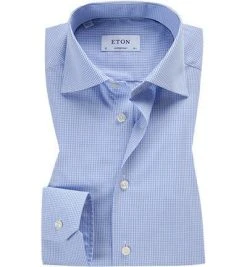 ETON Contemporary Fit Kent 2538/79311/23 Hemd, Popeline, Hellblau-weiß kariert, Hellblau