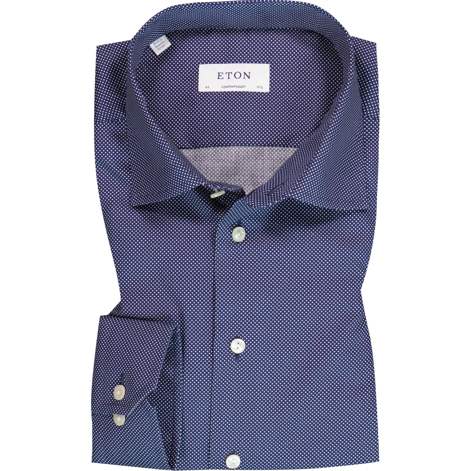 ETON Contemporary Fit Kent 3225/79311/27 Hemd, Baumwolle, Marine-weiß gepunktet, Navy 1 ETON Contemporary Fit Kent 3225/79311/27 Hemd, Baumwolle, Marine-weiß gepunktet, Navy