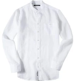 RENÉ LEZARD Hemd 62/07/X975W/2491/000 Reines Leinen, weiß meliert, White