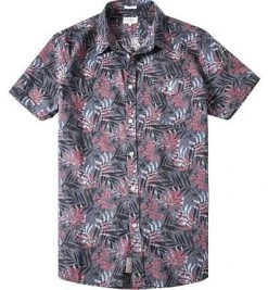 Pepe Jeans Hemd Sanderiana PM302175/571 Kurzarmhemd, Regular Fit, Popeline, Grau-rosenhoz gemustert, Scout blue