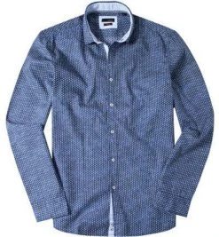 CINQUE Hemd Cispuky 9033/7346/68 Slim Fit, Popeline, Marineblau-weiß gemustert, Marine