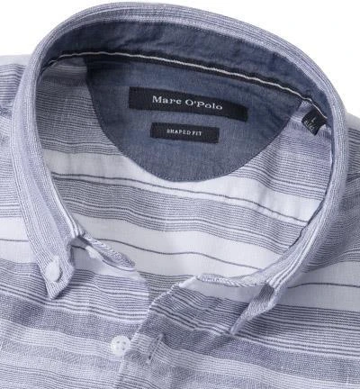 Marc O'Polo Hemd 624/1156/41050/R81 Kurzarmhemd, Shaped Fit, Baumwolle, Navy gestreift, Combo 2 Marc O'Polo Hemd 624/1156/41050/R81 Kurzarmhemd, Shaped Fit, Baumwolle, Navy gestreift, Combo – Bild 2