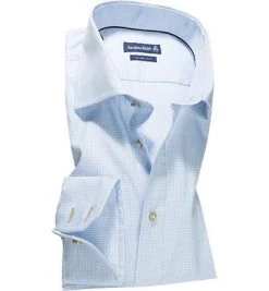 Jacques Britt Hemd Oxford 960715/11 Slim Fit, Popeline, Blau-weiß gepunktet, Hellblau