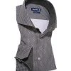 Jacques Britt Hemd Stefano Mix 768280/36 Slim Fit, Popeline, Schlifgrün-schwarz gemustert, Grau-schwarz
