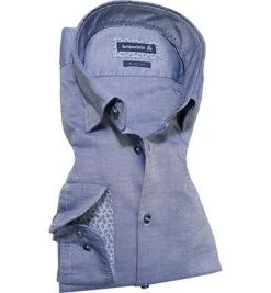 Jacques Britt Hemd Messina AMF LPP 768200/16 Slim Fit, Pinpiont, Marine meliert, Jeansblau