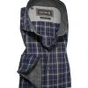 Jacques Britt Hemd Luigi LP Yoke 738360/37 Custom Fit, Popeline, Marine-grau kariert, Navy-grau