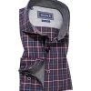 Jacques Britt Hemd Luigi LP Yoke 768360/47 Slim Fit, Popeline, Blau-bordeaux kariert, Bordeaux