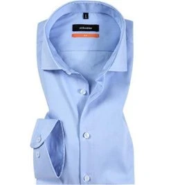 Seidensticker Slim Kent 675660/12 Hemd, Slim Fit, Popeline, Bleu, Blau