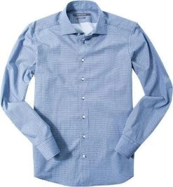 RENÉ LEZARD Hemd 66/07/X601S/3560/575 Shaped Fit, Popeline, Dunkelblau-hellblau gemustert, Navy blue