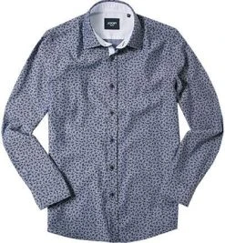 JOOP! Hemd JJSH-05Hanson K-W 30001314/411 Baumwolle, Nachtblau-weiß gemustert, Marineblau