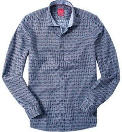 OLYMP Hemd Level Five Casual Body Fit 3061/64/18 Twill, Marine gemustert, Marine