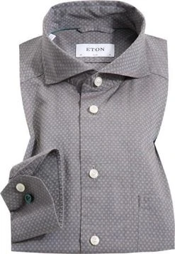 ETON Slim Fit Hai 0387/76548/ Hemd, Twill, Taupe gemustert, Taupe