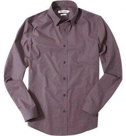 Ben Sherman Hemd Kent MA12977/M82 Slim Fit, Popeline, Nachtblau-orangebraun gemustert, Rust orange