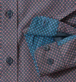 Ben Sherman Hemd Kent MA12977/M82 Slim Fit, Popeline, Nachtblau-orangebraun gemustert, Rust orange -hemdenverkauf 254365 norm3