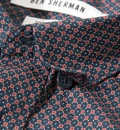 Ben Sherman Hemd Kent MA12977/M82 Slim Fit, Popeline, Nachtblau-orangebraun gemustert, Rust orange -hemdenverkauf 254365 norm4