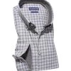 Jacques Britt Hemd Mix Rib. 768620/14 Slim Fit, Oxford, Grau-hellgrau kariert, Grau