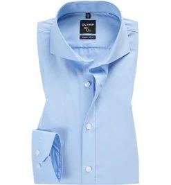 OLYMP Hemd No. Six Super Slim 2500/64/10 Super Slim Fit, Popeline, Hellbau, Hellblau