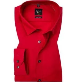 OLYMP Hemd No. Six Super Slim 0466/64/35 Super Slim Fit, Popeline, Rot