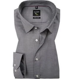 OLYMP Hemd No. Six Super Slim 0465/64/68 Super Slim Fit, Baumwolle, Schwarz-weiß gemustert, Schwarz