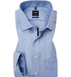 OLYMP Hemd Luxor Modern Fit 0424/64/11 Baumwolle, Bleu gemustert, Bleu
