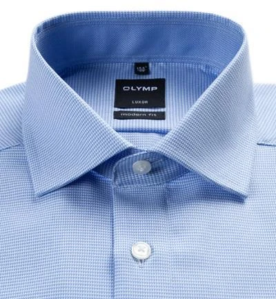 OLYMP Hemd Luxor Modern Fit EL 0424/69/11 Baumwolle, Extra langer Arm, Bleu gemustert, Bleu 2 OLYMP Hemd Luxor Modern Fit EL 0424/69/11 Baumwolle, Extra langer Arm, Bleu gemustert, Bleu – Bild 2