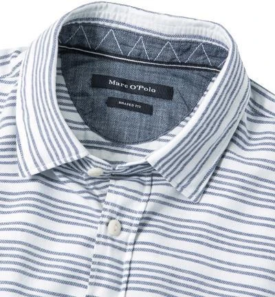 Marc O'Polo Hemd 720/1017/42064/Z10 Shaped Fit, Baumwolle, Blau-weiß-gestreift, Combo 2 Marc O'Polo Hemd 720/1017/42064/Z10 Shaped Fit, Baumwolle, Blau-weiß-gestreift, Combo – Bild 2