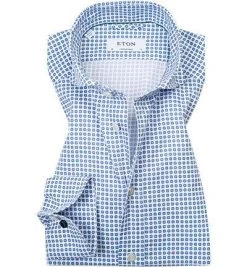 ETON Contemporary Fit Hai 0183/76449/27 Hemd, Popeline, Weiß-blau kariert, Blau