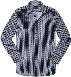 JOOP! Hemd JJSH-10Hanson-W 30003300/415 Popeline, Nachtblau-blau gemustert, Navy