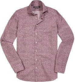 RENÉ LEZARD Hemd 72/07/X623W/4434/368 Shaped Fit, Popeline, Bordeaux gemustert, Dark red
