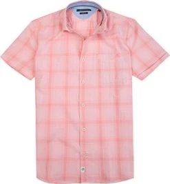 Marc O'Polo Hemd 723/7251/41018/I30 Kurzarmhemd, Shaped Fit, Popeline, Rot-weiß kariert, Coral