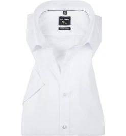 OLYMP Hemd No. Six Super Slim 0466/12/00 Kurzarmhemd, Super Slim Fit, Baumwoll-Stretch, Weiß