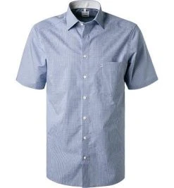 OLYMP Hemd Luxor Comfort Fit 3190/12/19 Kurzarmhemd, Popeline, Blau-weiß kariert, Royal