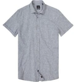 Strellson Hemd Rider-1-2-W 30004283/027 Kurzarmhemd, Modern Fit, Baumwolle-Leinen, Grau meliert, Grau