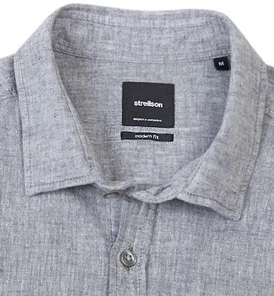 Strellson Hemd Rider-1-2-W 30004283/027 Kurzarmhemd, Modern Fit, Baumwolle-Leinen, Grau meliert, Grau 2 Strellson Hemd Rider-1-2-W 30004283/027 Kurzarmhemd, Modern Fit, Baumwolle-Leinen, Grau meliert, Grau – Bild 2